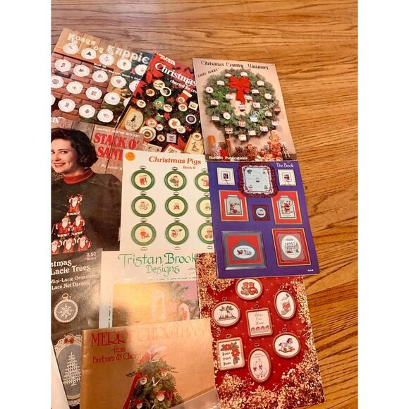 VTG Lot of 19 Count Cross Stitch Pattern Book Kit Christmas Santa Tree Craft 90s - Picture 12 of 13